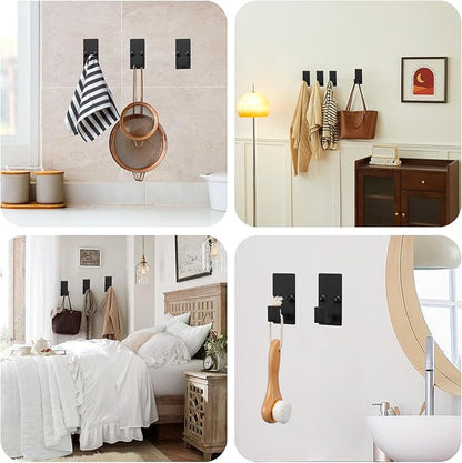 TocTen 7 Pcs Bathroom Hardware Set, Thicken Stainless Steel Towel Bar Set-Includes 2Bath Towel Racks+Towel Holder+Toilet Paper Holder+3 Robe Towel Hooks, Wall Mounted Bathroom Accessories Kit(Black)