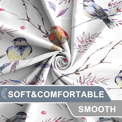 AWERT Cheery Birds on Tree Branch Shower Curtain for Bathroom Bird Shower Curtain with Hooks Colorful Waterproof Fabric Bathroom Accessories Bathtub Decor 72x78inch