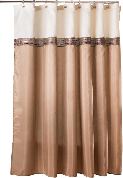 Lush Decor Terra Shower Curtain Single 72" W x 72" L Beige & Ivory - Fabric Shower Curtains for Bathroom - Neutral Bathroom Curtain - Modern Glam Décor