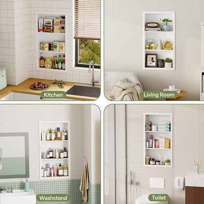 14x24 Medicine Cabinet Recessed Stainless Steel, 3-Tier, Medicine Cabinet Organizer,Stainless Steel Wall Niche, Bathroom Wall Cabinet, Recessed Bathroom Cabinet, Wall Cabinet
