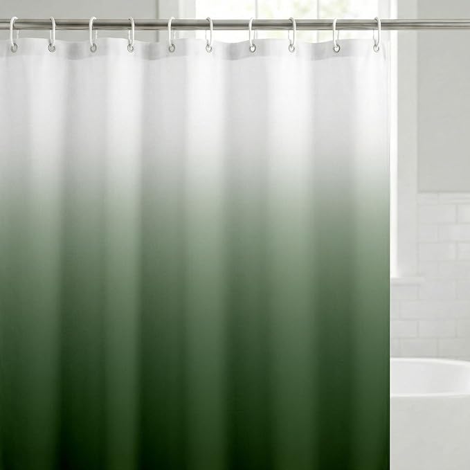 Americanflat 71x74 Green Ombre Shower Curtain - Water-Resistant Long Shower Curtain with Durable Metal Grommets and 12 Hooks - 100% Polyester