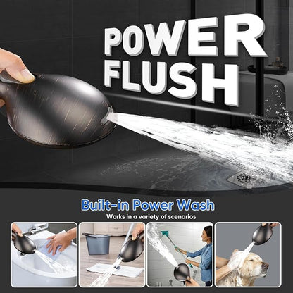 Cobbe 9 Spray Modes Handheld Shower Head, Water-Saving, ORB | Power Rinse, 1-Click Pause & Flow Control, 6ft Stainless Steel Hose, Adjustable Brass Bracket