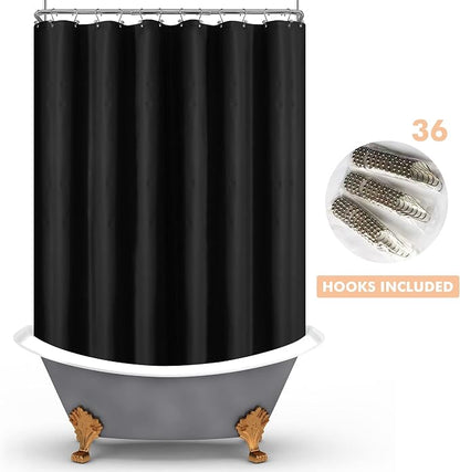 Mrs Awesome 180x70 Extra Wide Size Shower Curtain Liner Black | 12 Bottom Magnets,36 Hooks,32 Rustproof Grommets,Water Proof Heavy Duty PEVA,180W x 70H for Clawfoot Bathtub