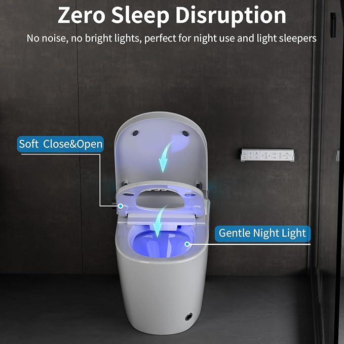 Smart Bidet Toilet, Booster Pump Powerful Flush, 1000g MaP, Auto Open Close | UV Light, Deodorization, Auto Soft Open/Close, Dual Flush, Heated Seat, Instant Warm Water, ADA Height for Bathrooms