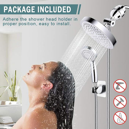 Filtered Shower Head with Handheld, High Pressure Rainfall Shower Head | Filter for Hard Water, Removes Chlorine & Impurities, 60'' Hose, Adjustable Holder, Chrome Finish (Silver)