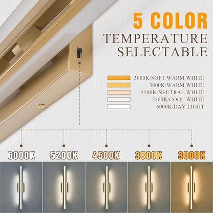 Modern Gold Vanity Light Bathroom Wall Light Fixtures Over Mirror 35 Inch Long Dimmable 3-Light LED Bathroom Wall Lighting 5CCT(3000K/3800K/4500K/5200K/6000K)