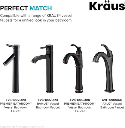 KRAUS Bathroom Sink Pop-Up Drain Assembly in Oil Rubbed Bronze for Vessel Sinks and Sinks without Overflow, with Extended Thread for Thicker Countertops,PU-L10ORB