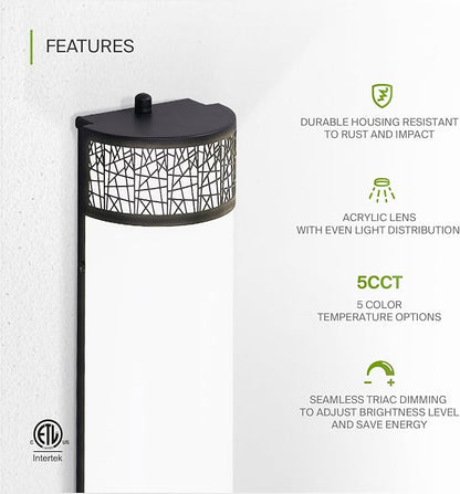 ASD 36 Inch LED Bathroom Vanity Light, 5CCT 2700K-5000K 30W, Dimmable Bathroom Light Fixtures, Modern Vanity Lights for Bathroom Lighting Fixtures Over Mirror, Wall Light Bar, Black, ETL