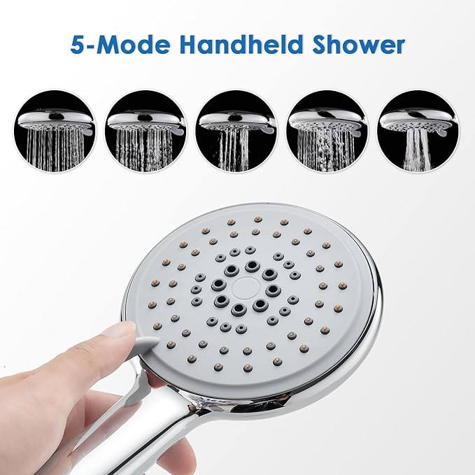 ROVOGO Shower Panel Tower System - Use 4 Shower Modes at the Same Time | Rain Shower Head, Handheld, 6 Body Jets and Tub Spout, Height Adjustable Shower Arm, Stainless Steel Shower Column, Brushed