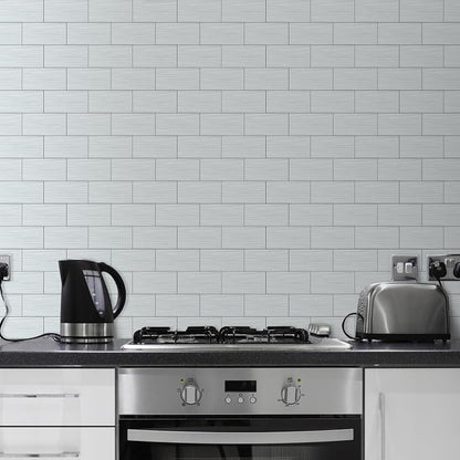 AULIGET 100-Piece Stainless Steel Subway Tile Peel and Stick Backsplash, 3" x 6" Metal Stick on Wall Tiles for Backsplash Kitchen, Bathroom, Laundry Room, Camper, Fireplace