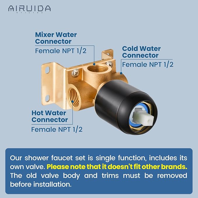 Airuida Oil Rubbed Bronze Shower Faucet Set,8 Inch Shower Valve Kit | Square Showerhead,Female Thread Rough-in Valve,Bathroom Rain Shower System,Single Function Handle