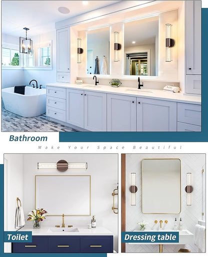 Bathroom Vanity Light Fixture, 2-Light Oil Rubbed Bronze Wall Sconce Lighting Fixture with Clear Glass, Indoor E26 Stocket Wall Lamp for Mirror Living Room Hallway, 2 Pack