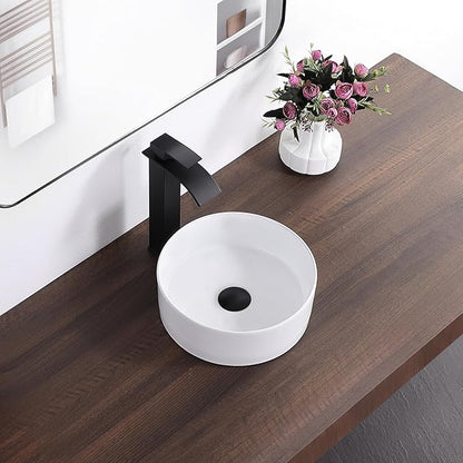 Bathroom Sink 12 Inch Round Vessel Sink Above Counter Porcelain Ceramic Small Sink Bowl Ceramic Vessel Sinks for Bathrooms Ideal for Small Space (12.2"x12.2"x4.3")