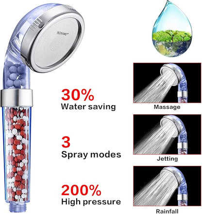 Nosame Shower Head with Hose and Bracket, Filter Filtration High Pressure Water Saving 3 Mode Function Spray Handheld Showerheads for Dry Skin & Hair | Filter Filtration High Pressure Water Saving 3 Mode Function Spray Handheld Showerheads with Hose Ho...
