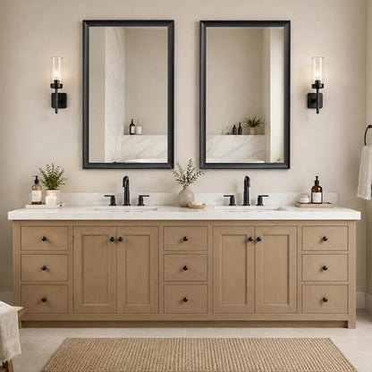 2 Pack Black Bathroom Mirrors for Over Sink 24x36 Inch | Rectangle Wall Vanity Mirror for Bedroom, Entryway, Living Room Decor, Aluminum Alloy Framed, Anti-Rust