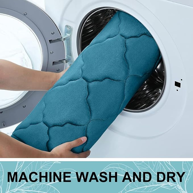 OLANLY Memory Foam Bath Mat Rug 36x24, Ultra Soft and Absorbent Bathroom Rugs, Non-Slip, Comfortable, Machine Washable Bath Carpet for Bathroom Floor, Shower and Home Decor Accessories, Peacock Blue