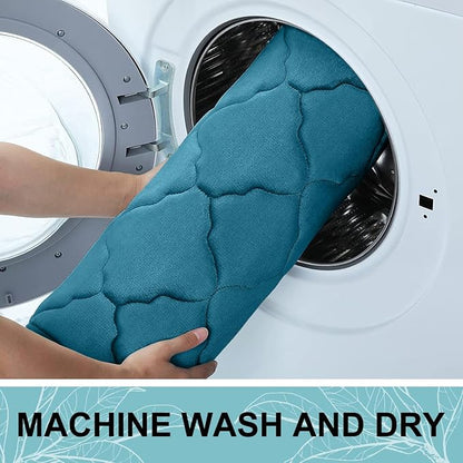 OLANLY Memory Foam Bath Mat Rug 36x24, Ultra Soft and Absorbent Bathroom Rugs, Non-Slip, Comfortable, Machine Washable Bath Carpet for Bathroom Floor, Shower and Home Decor Accessories, Peacock Blue