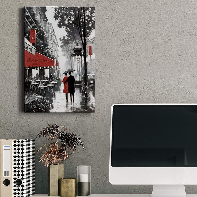 Renditions Gallery Canvas Nature Wall Art Paintings for Wall Decorations Winter Paris Lovers Inspirational Romantic Canvas Artwork Prints for Bedroom Living Room Office Kitchen - 32"x48" LT02