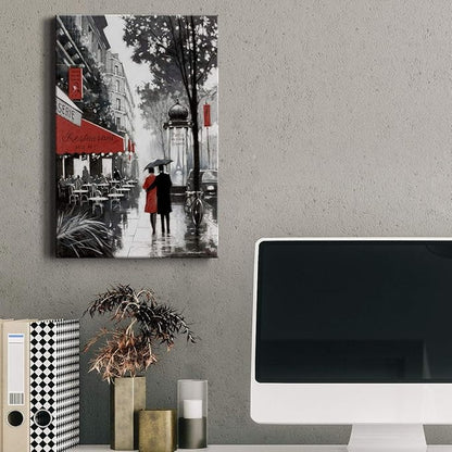 Renditions Gallery Canvas Nature Wall Art Paintings for Wall Decorations Winter Paris Lovers Inspirational Romantic Canvas Artwork Prints for Bedroom Living Room Office Kitchen - 32"x48" LT02