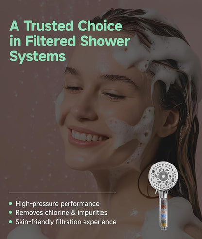 SunCleanse Filtered Shower Head with Handheld, 9-Spray Setting Detachable Showerhead with Filters, Shower Head for Hard Water - Filtered Chlorine, Improve Skin and Hair Texture, Chrome