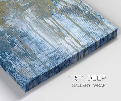 Renditions Gallery Canvas Wall Art Home Decorations Paintings & Prints Blue Grey Dripping Sand Modern Canvas Abstract Wall Hanging Artwork for Living Room Office Kitchen - 32"x48" LT02