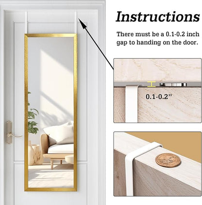 WhiteBeach 48'' x 16'' Over The Door Mirror, Full Length Wall Mirror, Bedroom