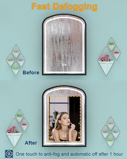 20" x 28" Black LED Bathroom Medicine Cabinet Mirror, Lighted Medicine Cabinets with Mirrors and Storage Wall Mount & Recessed, Dimmable 3 Lighting Colors and Anti-Fog, 1 Organizer, Daisy Beaded Frame