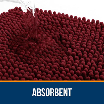 OLANLY Large Bathroom Rugs 47x32, Extra Soft Absorbent Chenille Bath Rugs | Burgundy, Quick-Drying Rubber Backing, Machine Washable Bath Mat for Bathroom Floor, Tub and Shower, Home Decor Accessories