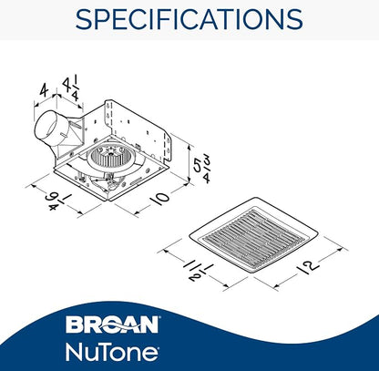 Broan-NuTone 791LEDM Ventilation Fan with LED Light and Roomside Installation & AE110 Invent Flex ENERGY STAR Qualified Single-Speed Ventilation Fan