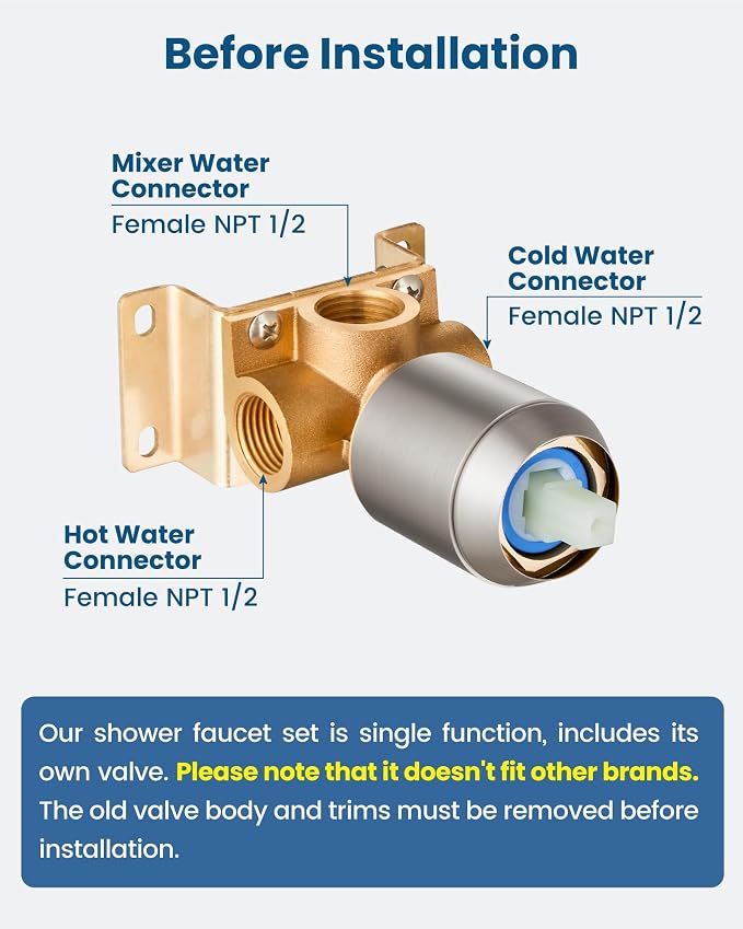 Airuida 8 Inch Brushed Nickel Shower Faucet Set,Shower Valve Kit | Female Threads Rough-in Valve Shower Trim Kit,Single Handle Control Shower Set