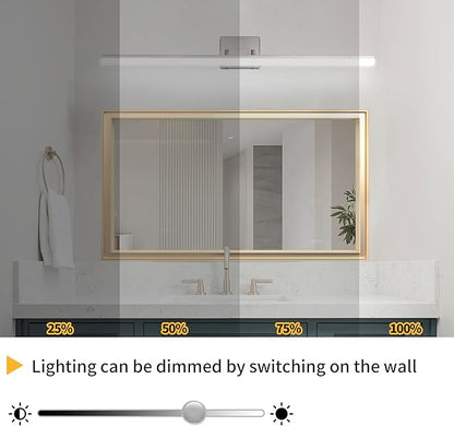 48in Modern LED Brushed Nickel Vanity Light Bar, Adjustable Bathroom Light Fixtures Over Mirror, Dimmable 46W 3200LM 5000K Cool White