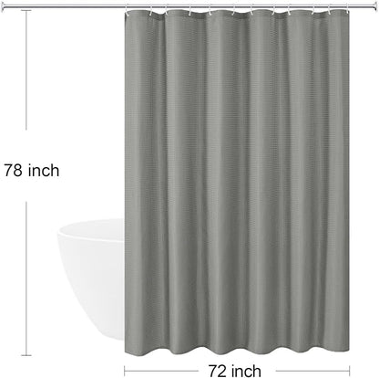 Long 230GSM Grey Shower Curtain, 72 x 78 | 230GSM Tall Fabric Shower Curtain for Bathroom, Water Repellent, Machine Washable