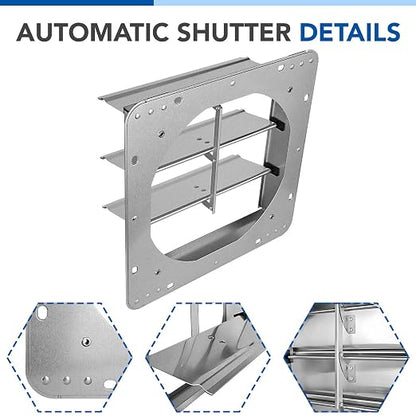 Simple Deluxe 12-Inch Square Aluminum Automatic Gravity Shutter Louver Vent, Silver,2-Pack