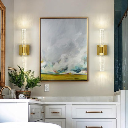 Gold Wall Sconces Set of Two Battery Operated, Wireless Rechargeable Wall Sconce Set of 2 with Remote Control, Modern LED Wall Light for Bedroom, Living Room, Hallway (4000K)