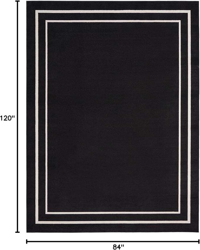 Nourison Home Nourison Essentials Black Ivory 7' x 10' Area Rug - Easy Clean, Non Shedding, Bed Room, Living Room, Dining Room, Kitchen (7' x 10')