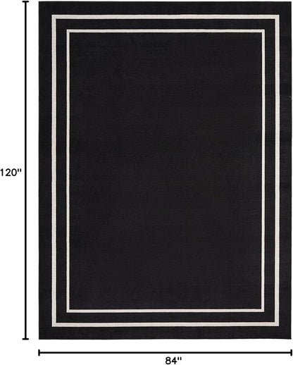 Nourison Home Nourison Essentials Black Ivory 7' x 10' Area Rug - Easy Clean, Non Shedding, Bed Room, Living Room, Dining Room, Kitchen (7' x 10')