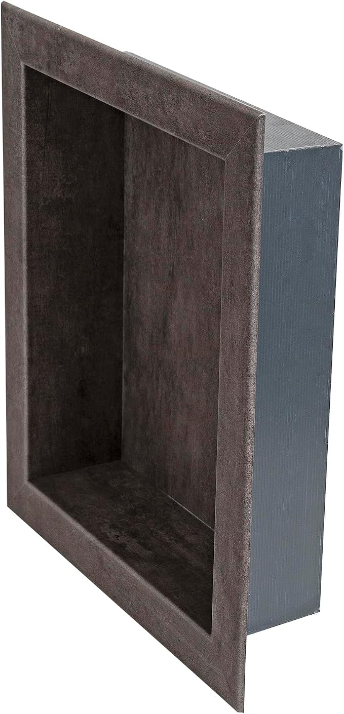 Palisade 17.5 in x 15.5 in Vinyl Shower Niche Ashen Slate | Waterproof Shower Insert