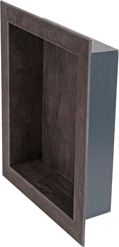 Palisade 17.5 in x 15.5 in Vinyl Shower Niche Ashen Slate | Waterproof Shower Insert