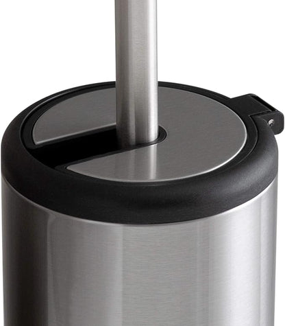 Bath Bliss Stainless Steel 2 Pack Self Closing Lid Toilet Brush and Holder, Finger Print Proof, Compact, Small Space, 6980-2PK, Silver
