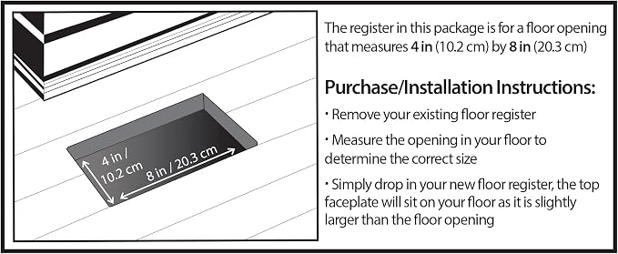 Decor Grates SPH408-NKL Floor Register, 4x8, Brushed Nickel Finish