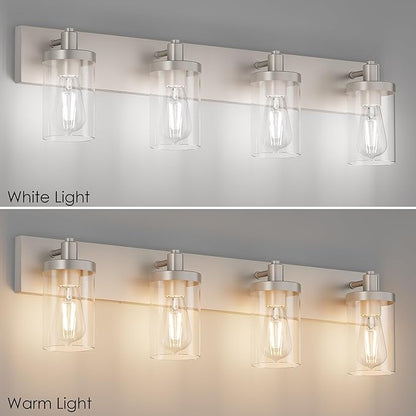 Aipsun Brushed Nickel Bathroom Light Fixtures 4 Lights Vanity Light for Bathroom Lighting Fixtures Over Mirror(Exclude Bulb)
