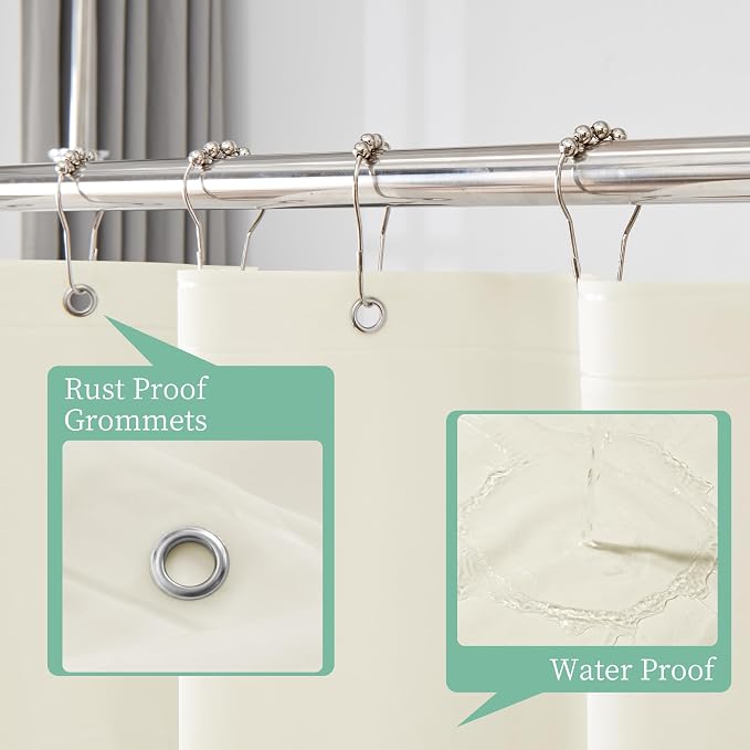 Mrs Awesome Beige Shower Curtain Liner with 3 Magnets, 72x72 | 12 Rustproof Grommets, Premium Plastic Shower Curtain for Bathroom Lightweight & Waterproof,72W x 72H