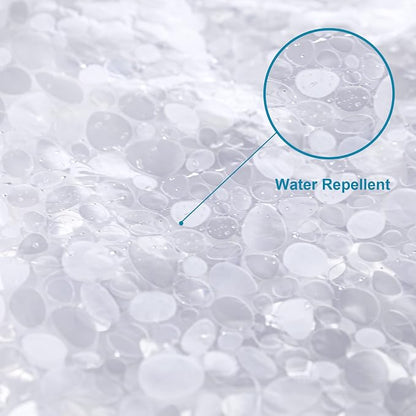 NTBAY EVA Shower Curtain Liner, 72 x 72, 6 Gauge, Semi Clear Pebbles | Water-repellent EVA Liner with 3 Bottom Magnets, 12 Reinforced Grommets, and 12 Plastic Hooks