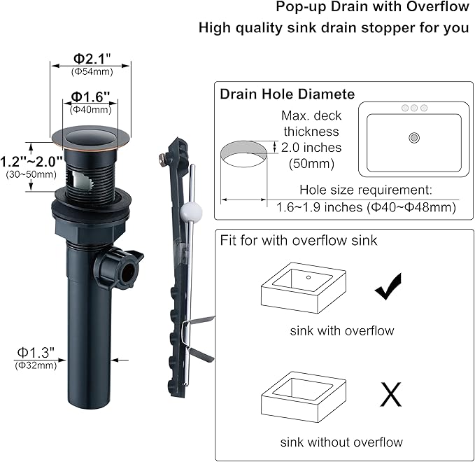Two Handle Bathroom Sink Faucet Oil Rubbed Bronze 3 Hole Sink Faucet with Pop up Drain, 8 Inch Widespread Bathroom Faucet,High Arc Lavatory Faucet,2 Pack,F-8805-ORB