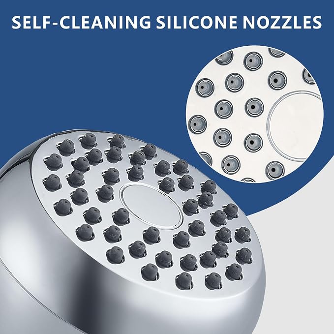 High Pressure Rain Shower Head, 3 Inch Anti-Clog Self-Cleaning Silicone Jets, 2.5 GPM with 1.8 GPM Flow Restrictor, Easy Install for Low Water Pressure, Hotel SPA Experience (Black)