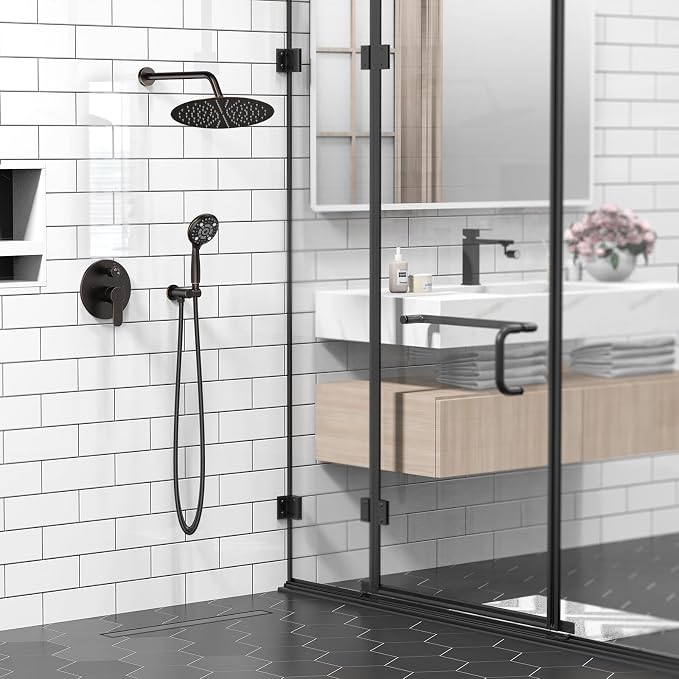 SR SUN RISE Shower Faucet - 12 Inch Multifunctional High Pressure Shower Head System with Handheld Shower Head Fixtures - Valve Included - Oil Rubbed Bronze