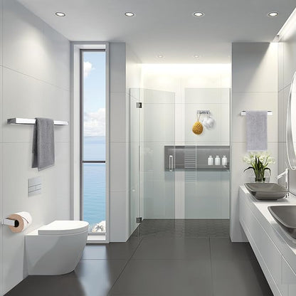 Lairuier Polished Chrome Bathroom Hardware Accessories, 4PCS Towel Bar Set | Including Towel Bar, Towel Holder, Toilet Paper Holder, Towel Hook, SUS304 Stainless Steel Bathroom Towel Holder Hardware Set