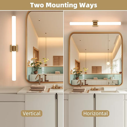 39" Gold Bathroom Vanity Lights, Wall Sconce with Acrylic Shade | Modern Wall Light for Bathroom Bedroom Living Room Hallway
