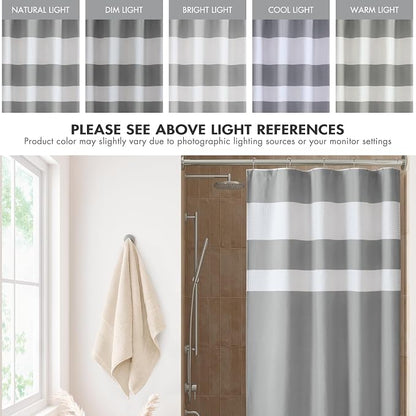 Madison Park Spa Waffle Stall Shower Curtain for Bathroom, 54 x 78, Grey | Striped, Pieced Fabric Design, 3M Scotchgard Moisture Management, Hotel Quality, Modern, for Bathroom, OEKO-TEX Certified