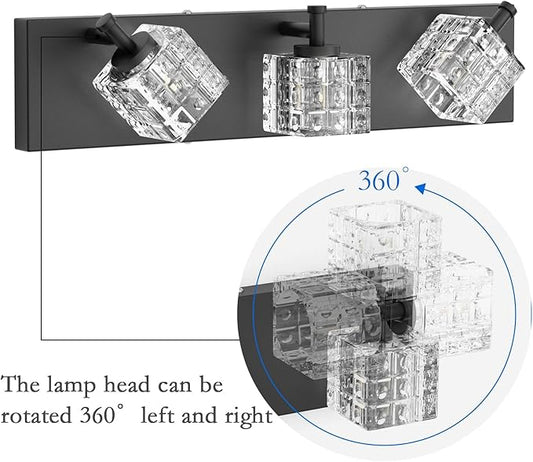 Ralbay Black Vanity Light 3 Lights Modern Crystal Matte Black Bathroom Light Fixtures Modern Crystal Bathroom Vanity Light Fixtures